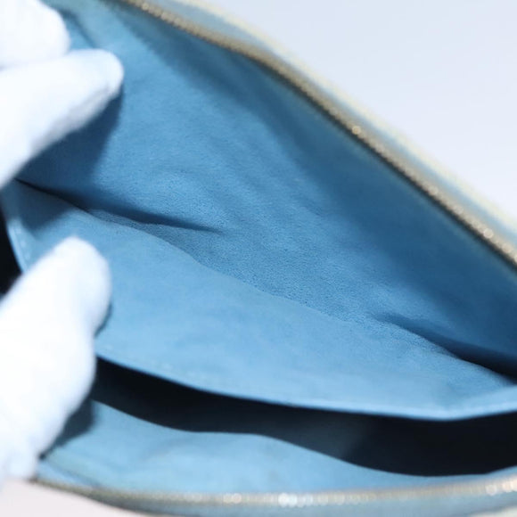 LOUIS VUITTON Monogram Denim New Wave Pochette Zip Bag Blue M67538 Auth 110431