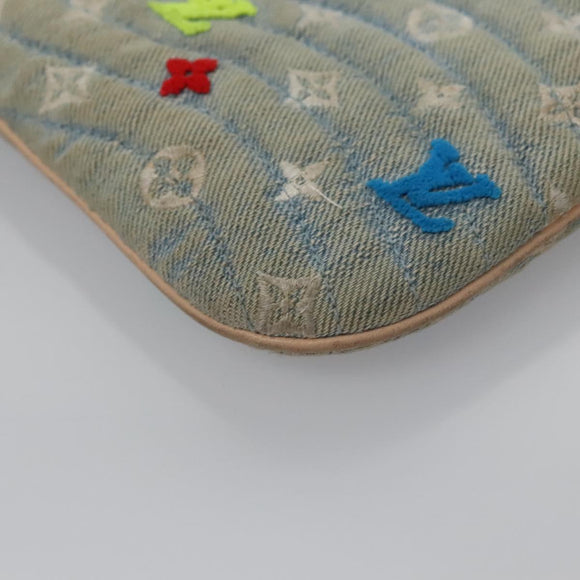 LOUIS VUITTON Monogram Denim New Wave Pochette Zip Bag Blue M67538 Auth 110431