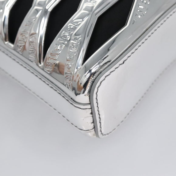 BALENCIAGA Neophone Holder Shoulder Bag Enamel Silver 660787 Auth 110436AV