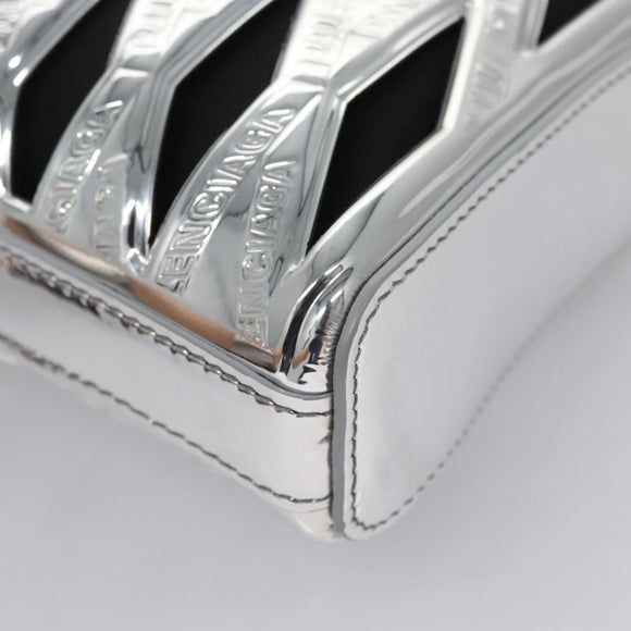 BALENCIAGA Neophone Holder Shoulder Bag Enamel Silver 660787 Auth 110436AV