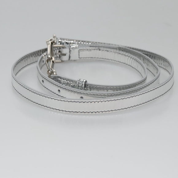 BALENCIAGA Neophone Holder Shoulder Bag Enamel Silver 660787 Auth 110436AV