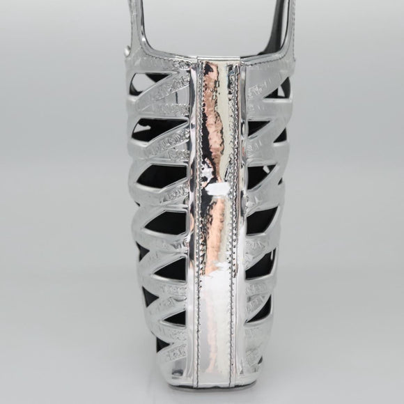 BALENCIAGA Neophone Holder Shoulder Bag Enamel Silver 660787 Auth 110436AV