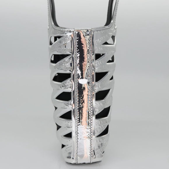 BALENCIAGA Neophone Holder Shoulder Bag Enamel Silver 660787 Auth 110436AV
