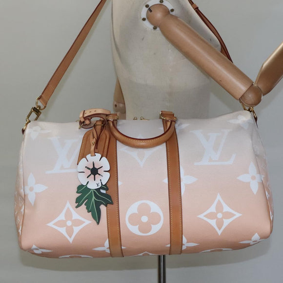 LOUIS VUITTON Monogram Giant Keepall Bandouliere 45 Bag Pink LV Auth 110446SA