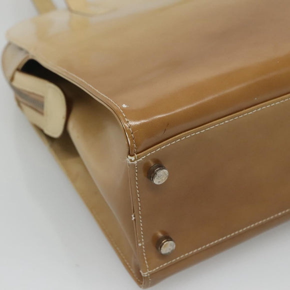 Salvatore Ferragamo Shoulder Bag Patent leather Beige Auth 110481