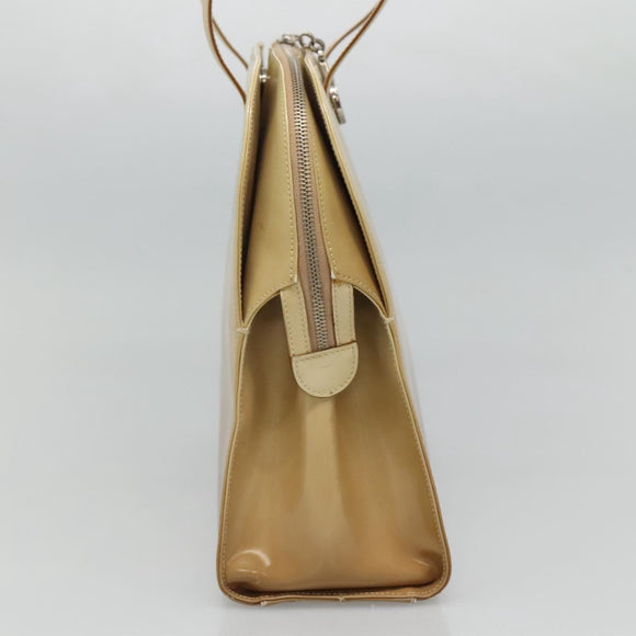 Salvatore Ferragamo Shoulder Bag Patent leather Beige Auth 110481