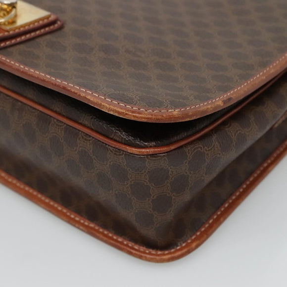 CELINE Macadam Canvas Shoulder Bag PVC Leather Brown Auth 110484