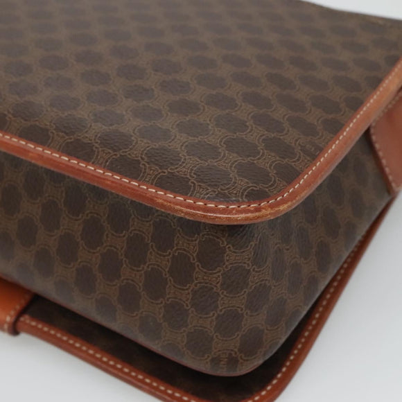 CELINE Macadam Canvas Shoulder Bag PVC Leather Brown Auth 110484
