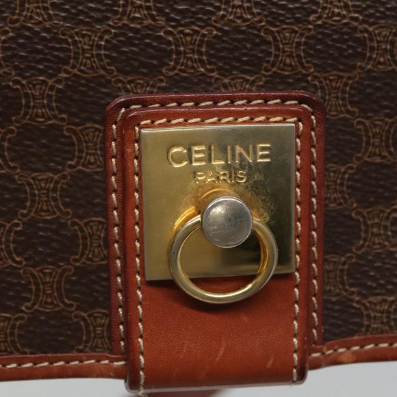CELINE Macadam Canvas Shoulder Bag PVC Leather Brown Auth 110484