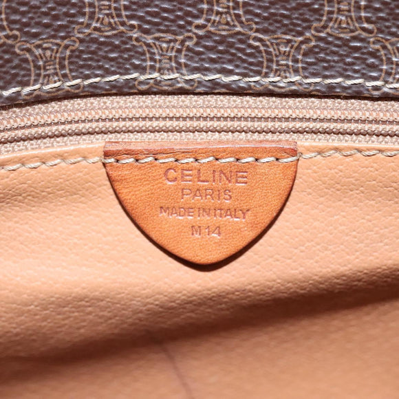 CELINE Macadam Canvas Shoulder Bag PVC Leather Brown Auth 110484