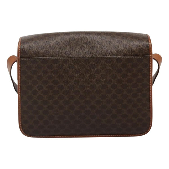 CELINE Macadam Canvas Shoulder Bag PVC Leather Brown Auth 110484