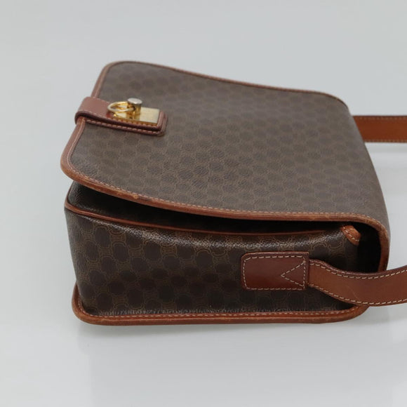 CELINE Macadam Canvas Shoulder Bag PVC Leather Brown Auth 110484