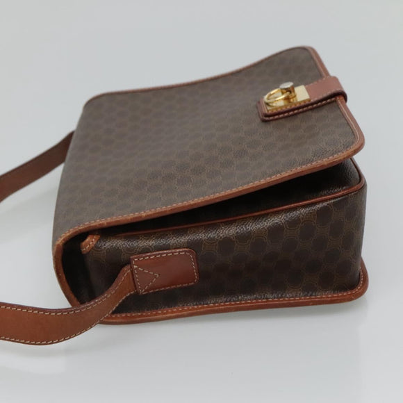 CELINE Macadam Canvas Shoulder Bag PVC Leather Brown Auth 110484