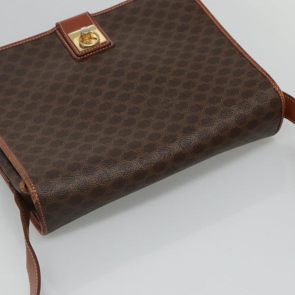 CELINE Macadam Canvas Shoulder Bag PVC Leather Brown Auth 110484