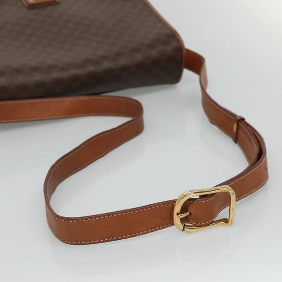 CELINE Macadam Canvas Shoulder Bag PVC Leather Brown Auth 110484