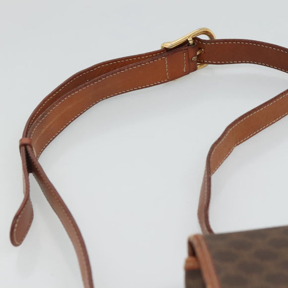 CELINE Macadam Canvas Shoulder Bag PVC Leather Brown Auth 110484