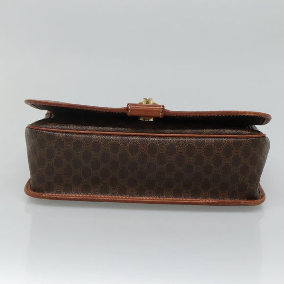 CELINE Macadam Canvas Shoulder Bag PVC Leather Brown Auth 110484