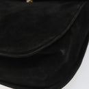 Salvatore Ferragamo Gancini Shoulder Bag Suede Black Gold Auth 110487-9