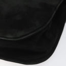 Salvatore Ferragamo Gancini Shoulder Bag Suede Black Gold Auth 110487-15