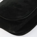 Salvatore Ferragamo Gancini Shoulder Bag Suede Black Gold Auth 110487-16