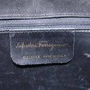 Salvatore Ferragamo Gancini Shoulder Bag Suede Black Gold Auth 110487-12