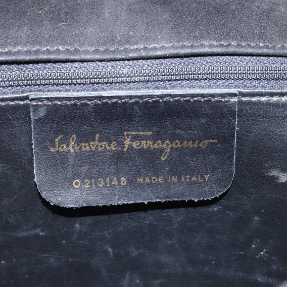 Salvatore Ferragamo Gancini Shoulder Bag Suede Black Gold Auth 110487