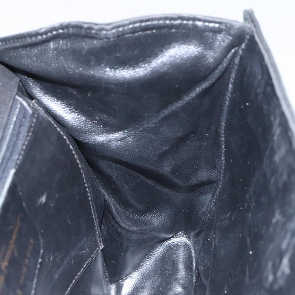 Salvatore Ferragamo Gancini Shoulder Bag Suede Black Gold Auth 110487