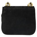 Salvatore Ferragamo Gancini Shoulder Bag Suede Black Gold Auth 110487-2