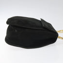 Salvatore Ferragamo Gancini Shoulder Bag Suede Black Gold Auth 110487-3