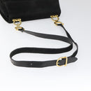 Salvatore Ferragamo Gancini Shoulder Bag Suede Black Gold Auth 110487-7