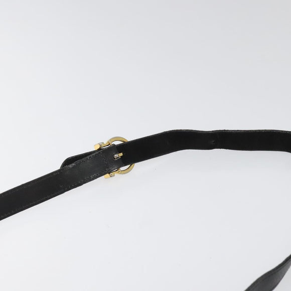 Salvatore Ferragamo Gancini Shoulder Bag Suede Black Gold Auth 110487