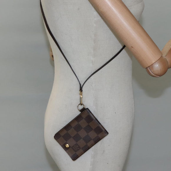 LOUIS VUITTON Damier Ebene Porte Cartes ID Bandouliere Case N60016 Auth 110489V