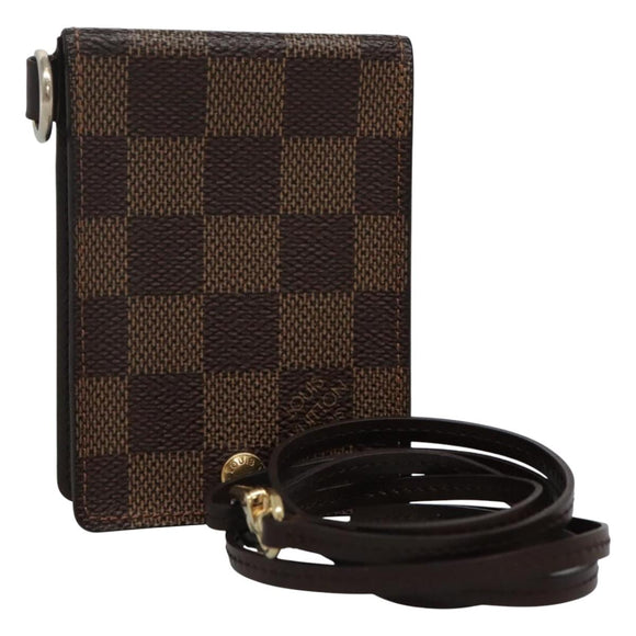 LOUIS VUITTON Damier Ebene Porte Cartes ID Bandouliere Case N60016 Auth 110489V