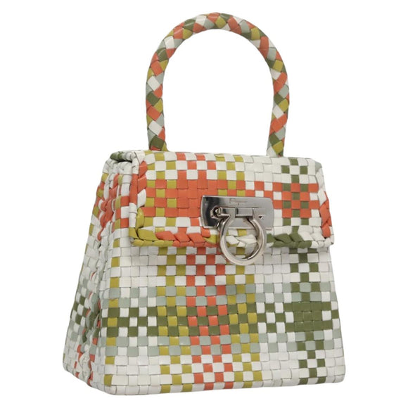 Salvatore Ferragamo Gancini Hand Bag Leather Multicolor Auth 110491SAV