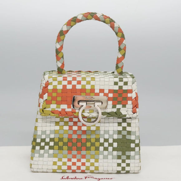 Salvatore Ferragamo Gancini Hand Bag Leather Multicolor Auth 110491SAV