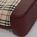 BURBERRY Nova Check Tote Bag Canvas Leather Beige Red gold Auth 110498-17