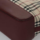 BURBERRY Nova Check Tote Bag Canvas Leather Beige Red gold Auth 110498-18