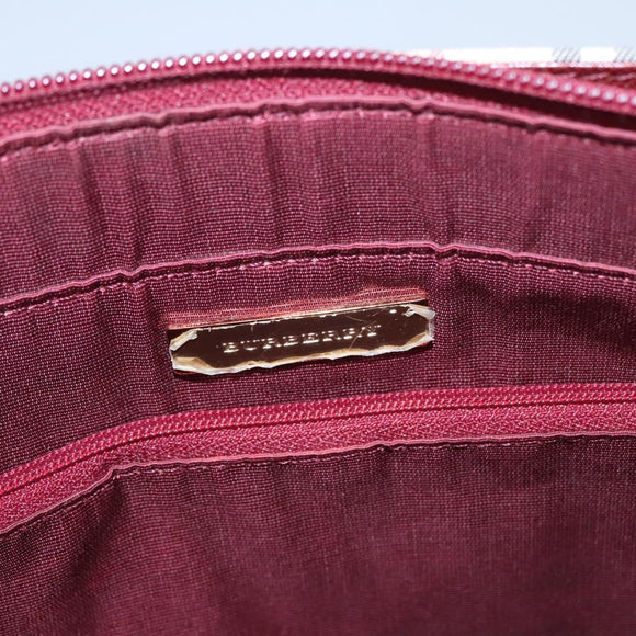 BURBERRY Nova Check Tote Bag Canvas Leather Beige Red gold Auth 110498