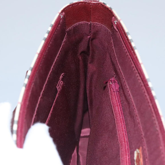 BURBERRY Nova Check Tote Bag Canvas Leather Beige Red gold Auth 110498