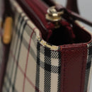 BURBERRY Nova Check Tote Bag Canvas Leather Beige Red gold Auth 110498-5