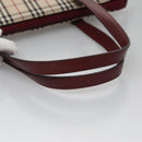 BURBERRY Nova Check Tote Bag Canvas Leather Beige Red gold Auth 110498-8