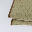 Christian Dior Honeycomb Canvas Hand Bag PVC Leather Beige Auth 110505-15