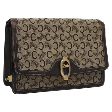 CELINE C Macadam Canvas Shoulder Bag Beige Brown Auth 110506