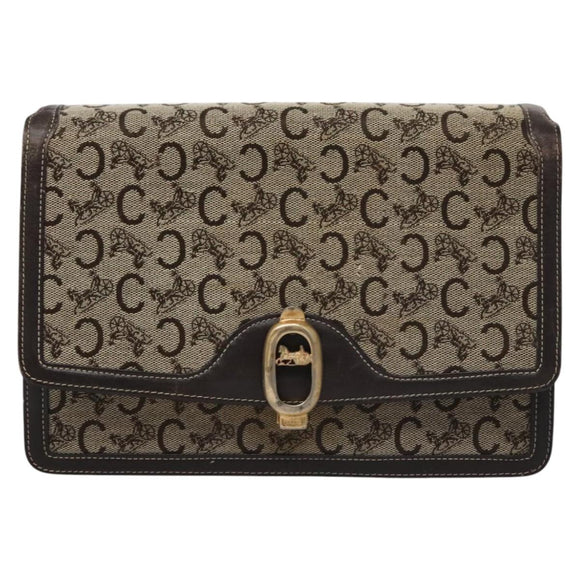 CELINE C Macadam Canvas Shoulder Bag Beige Brown Auth 110506