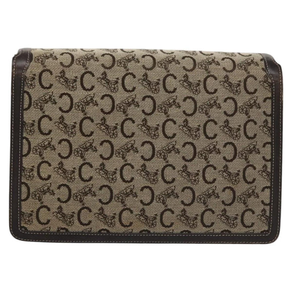 CELINE C Macadam Canvas Shoulder Bag Beige Brown Auth 110506