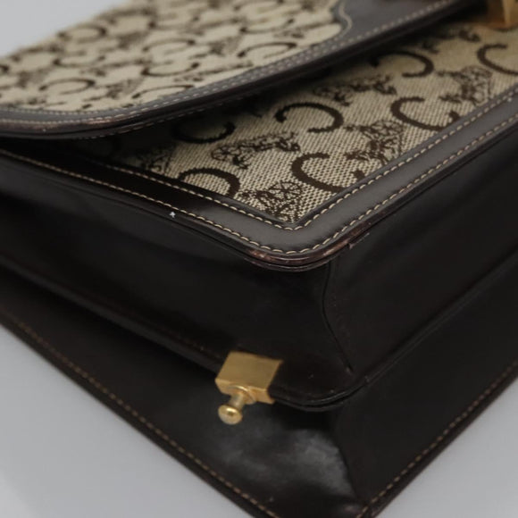 CELINE C Macadam Canvas Shoulder Bag Beige Brown Auth 110506