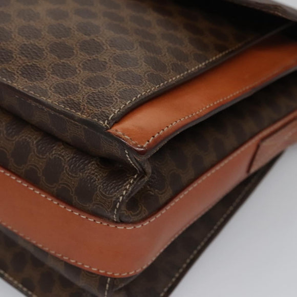 CELINE Macadam Canvas Shoulder Bag PVC Leather Brown Auth 110507