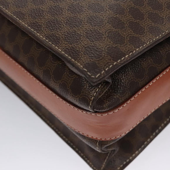 CELINE Macadam Canvas Shoulder Bag PVC Leather Brown Auth 110507