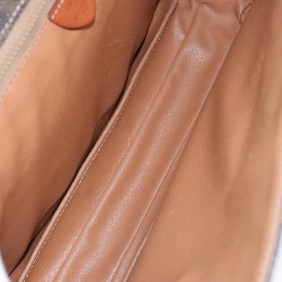 CELINE Macadam Canvas Shoulder Bag PVC Leather Brown Auth 110507