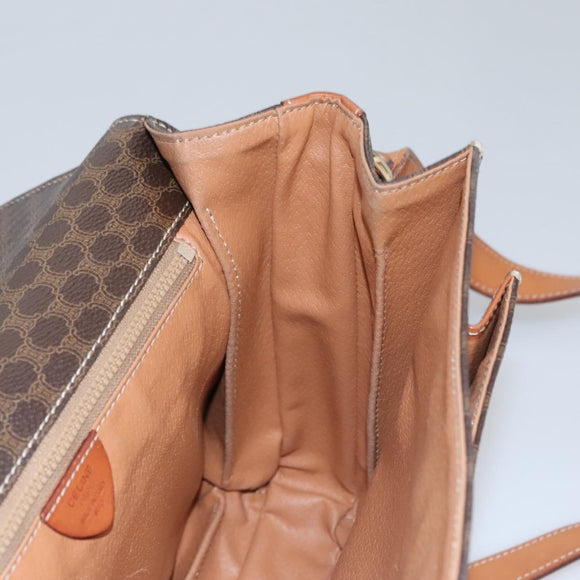 CELINE Macadam Canvas Shoulder Bag PVC Leather Brown Auth 110507